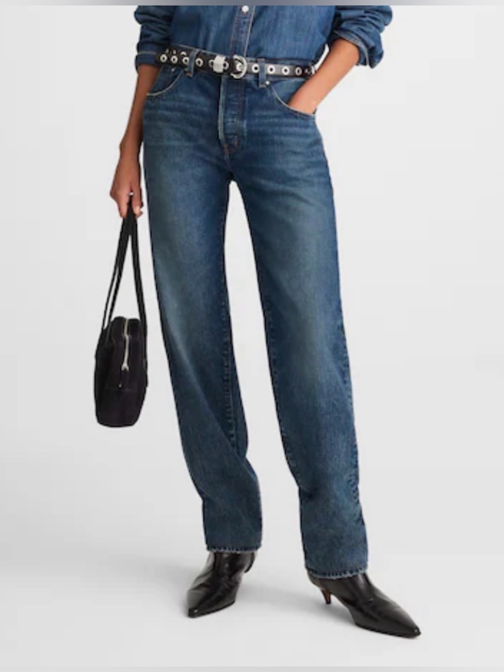NWOT Madewell Petite Dean Easy Straight Leg mid rise Jean size 24